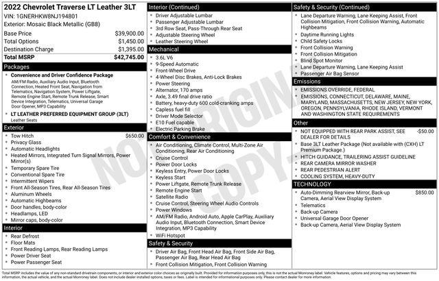 Used 2022 Chevrolet Traverse LT image 15