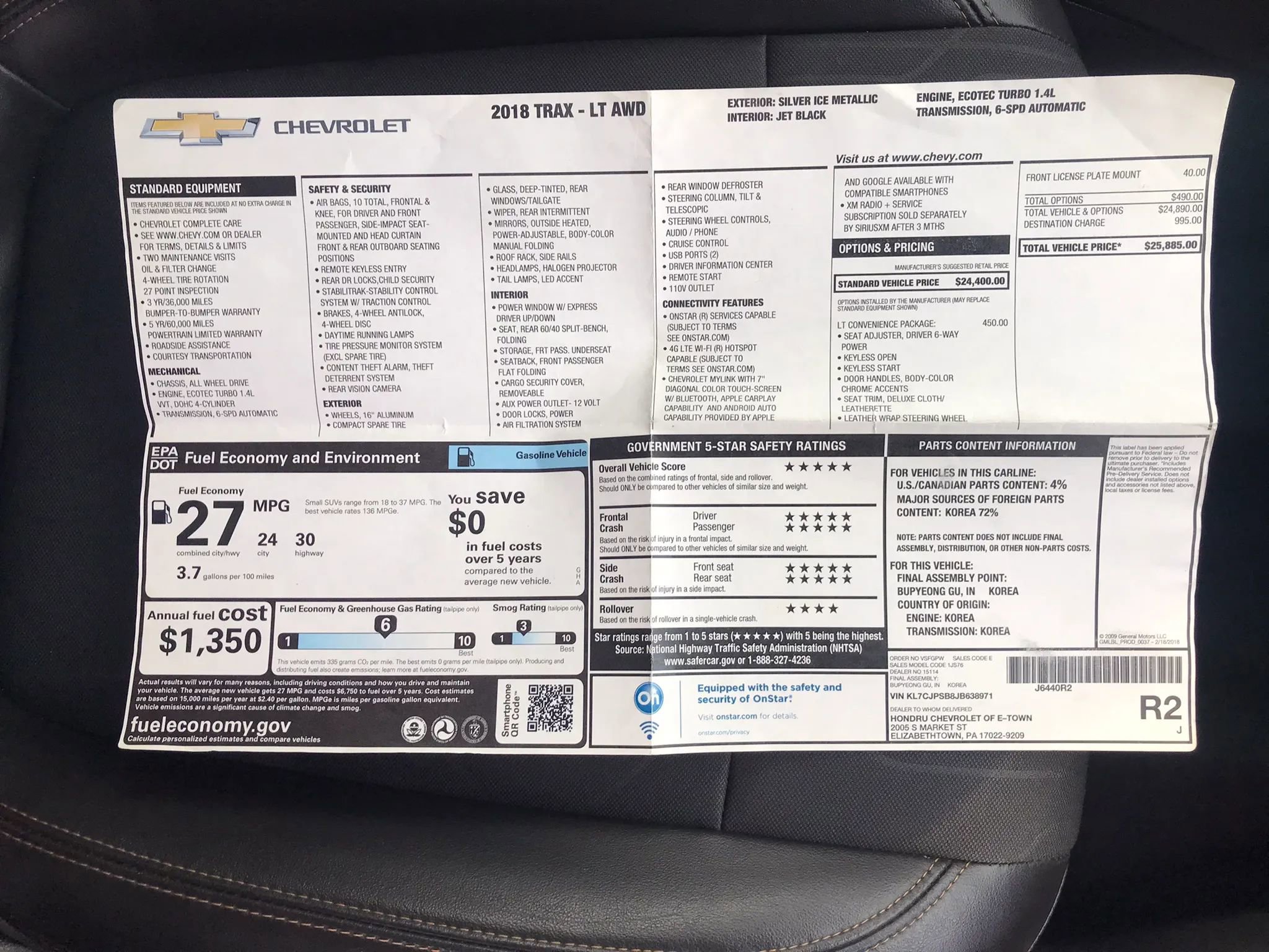 Used 2018 Chevrolet Trax LT w/ LT Convenience Package AWD/4WD image 43