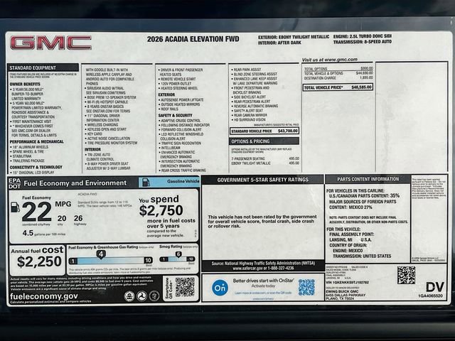 New 2026 GMC Acadia Elevation image 21