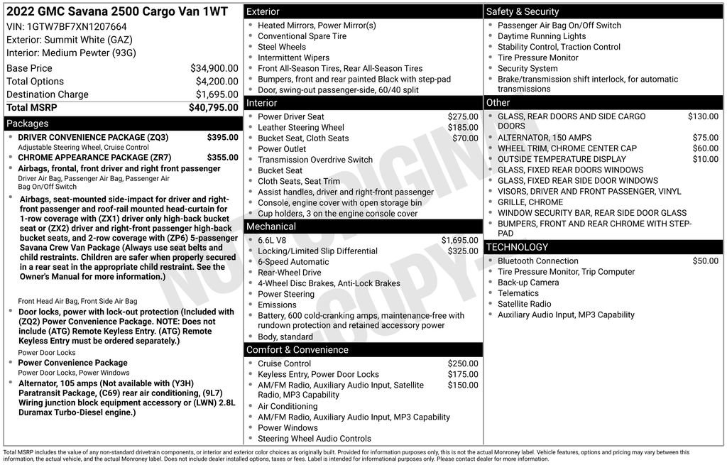 Certified 2022 GMC Savana 2500 Extended w/ Driver Convenience Package RWD image 38
