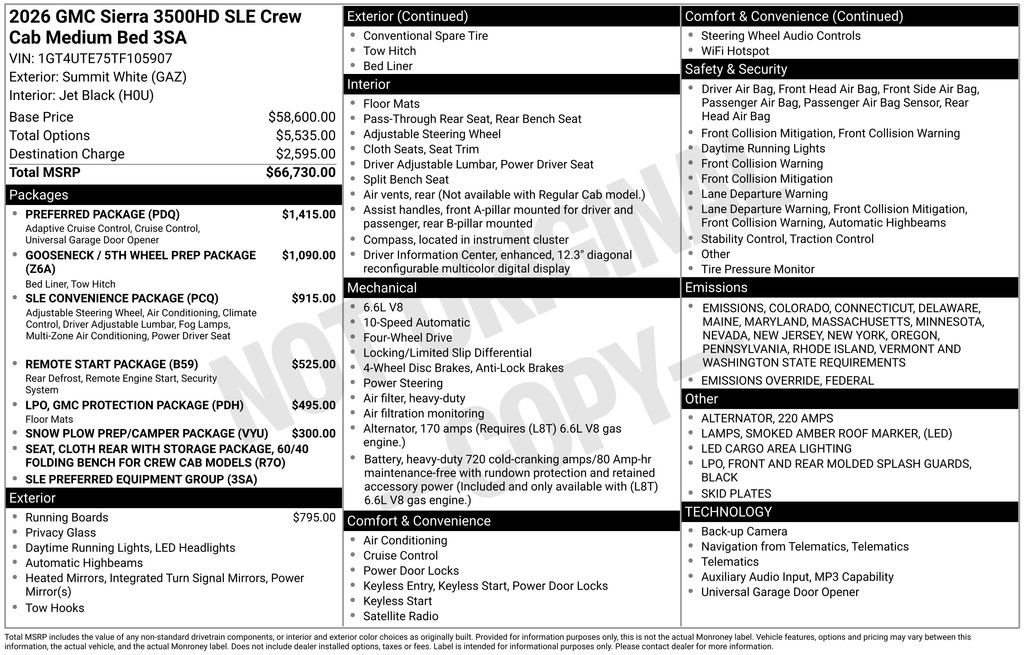 New 2026 GMC Sierra 3500 SLE w/ Preferred Package image 34
