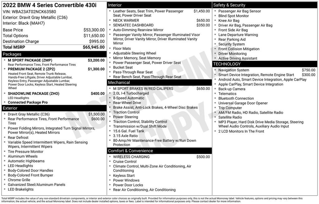 Used 2022 BMW 430i Convertible w/ M Sport Package RWD image 5