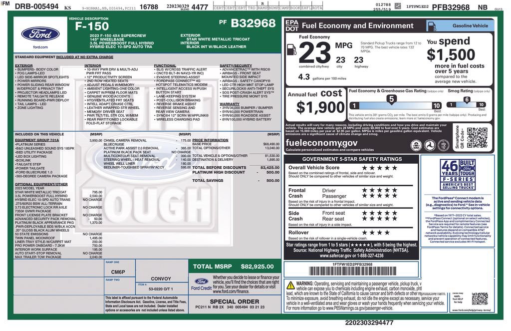 Certified 2023 Ford F150 Platinum w/ Equipment Group 701A High AWD/4WD image 66