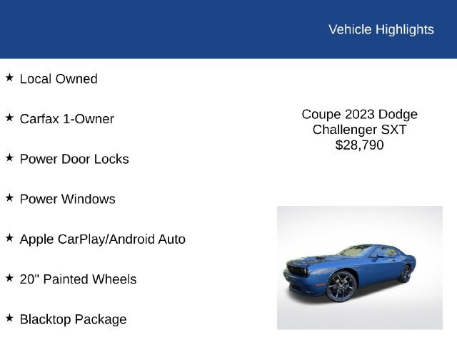 Used 2023 Dodge Challenger SXT w/ Blacktop Package RWD image 2