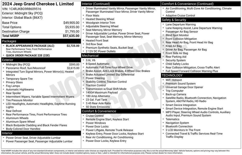 Used 2024 Jeep Grand Cherokee L Limited w/ Black Appearance Package AWD/4WD image 6