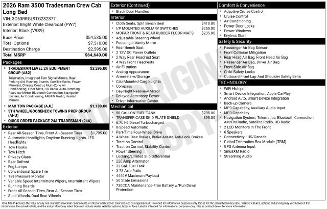 New 2026 RAM 3500 Tradesman AWD/4WD image 2
