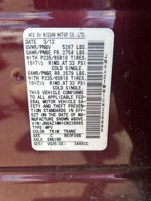 Used 2012 Nissan Murano SL AWD/4WD image 9