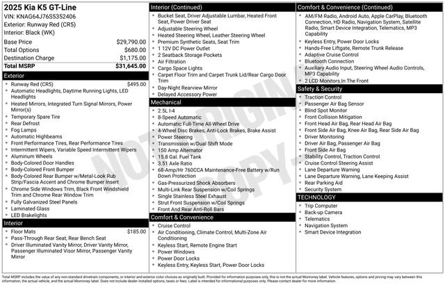 Certified 2025 Kia K5 GT-Line AWD/4WD image 32