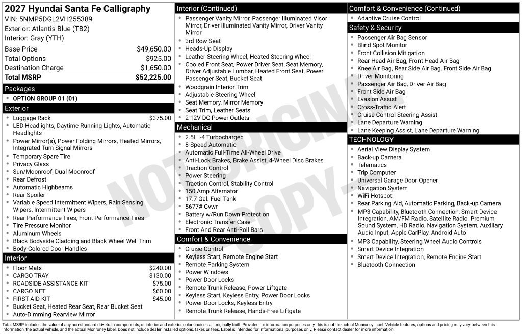 New 2027 Hyundai Santa Fe Calligraphy AWD/4WD image 6