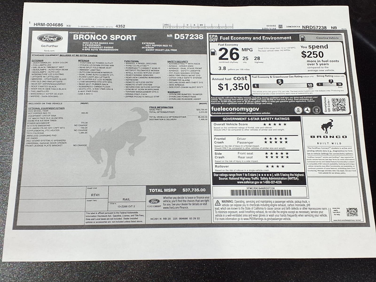 Used 2022 Ford Bronco Sport Outer Banks w/ Tech Package image 22