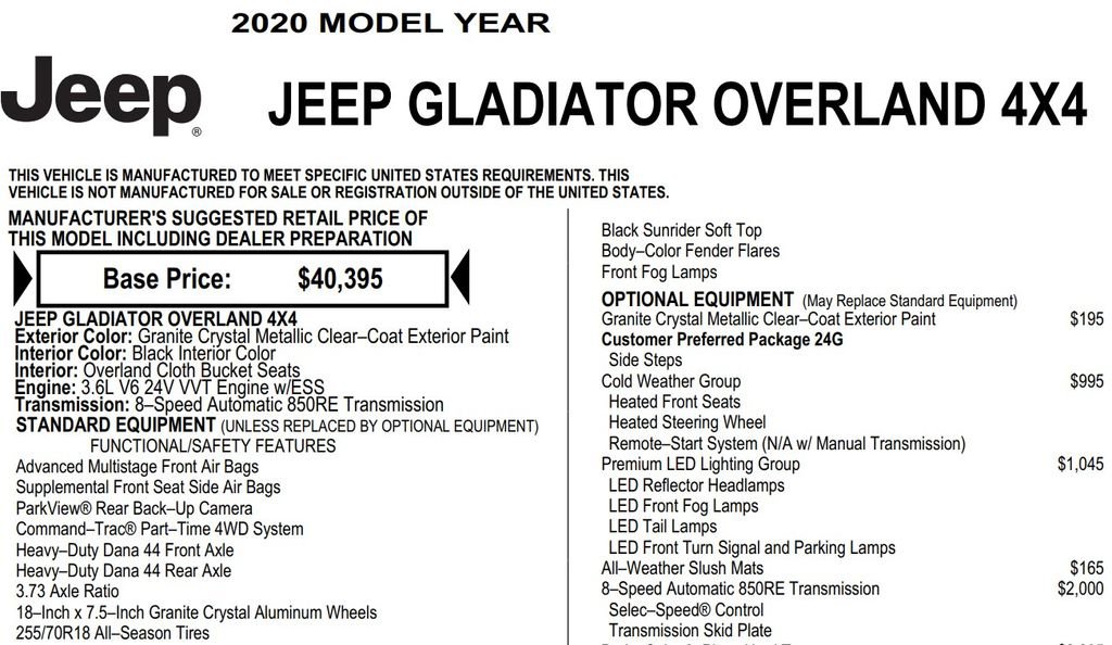Used 2020 Jeep Gladiator Overland w/ LED Lighting Group AWD/4WD image 14