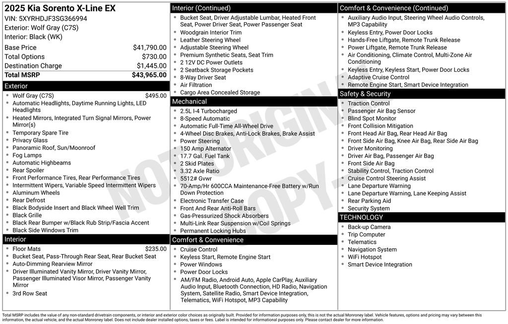 Certified 2025 Kia Sorento X-Line EX AWD/4WD image 27