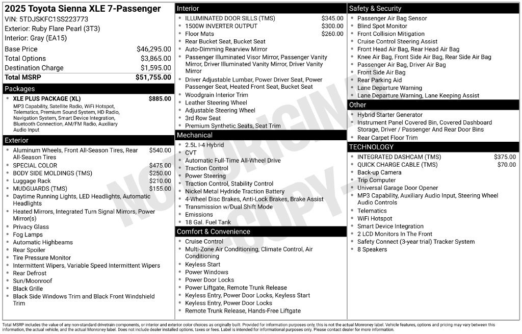 Used 2025 Toyota Sienna XLE w/ XLE Plus Package AWD/4WD image 46