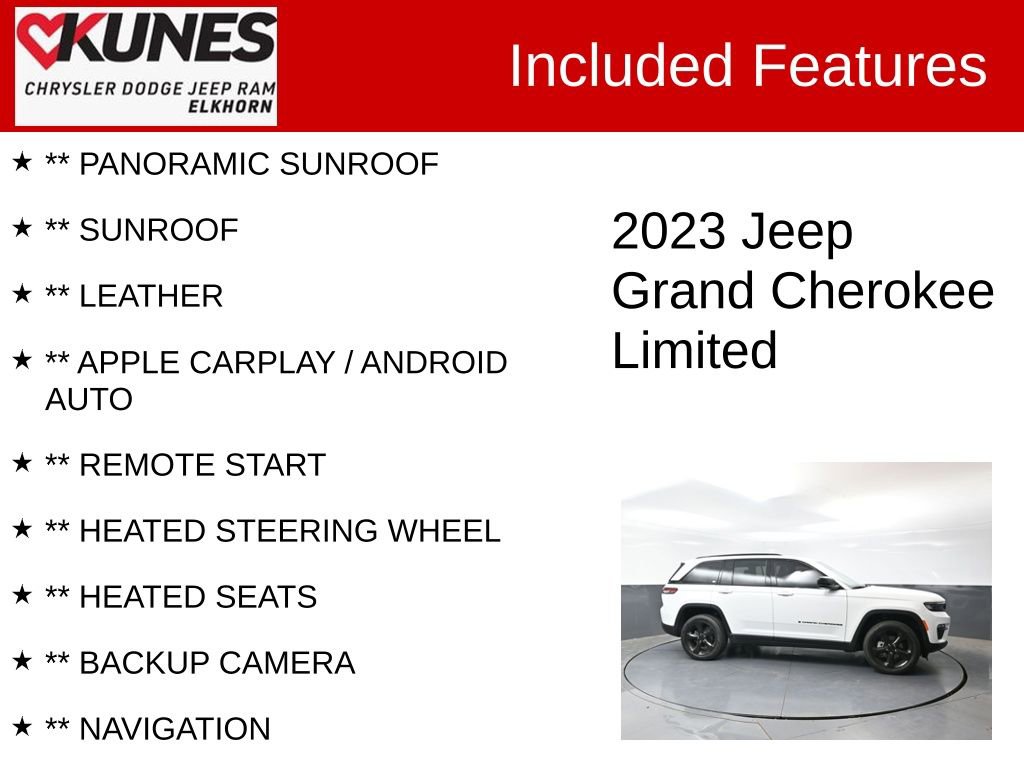 Used 2023 Jeep Grand Cherokee Limited w/ Black Appearance Package AWD/4WD image 2