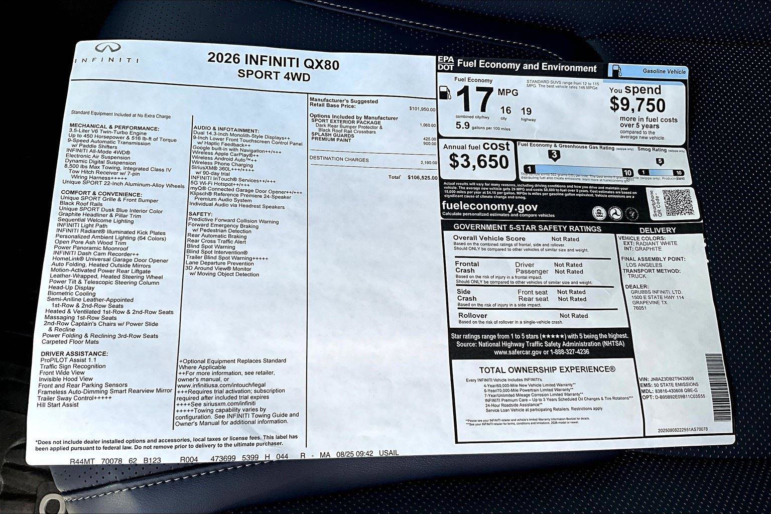 New 2026 INFINITI QX80 4WD w/ Sport Exterior Package image 20