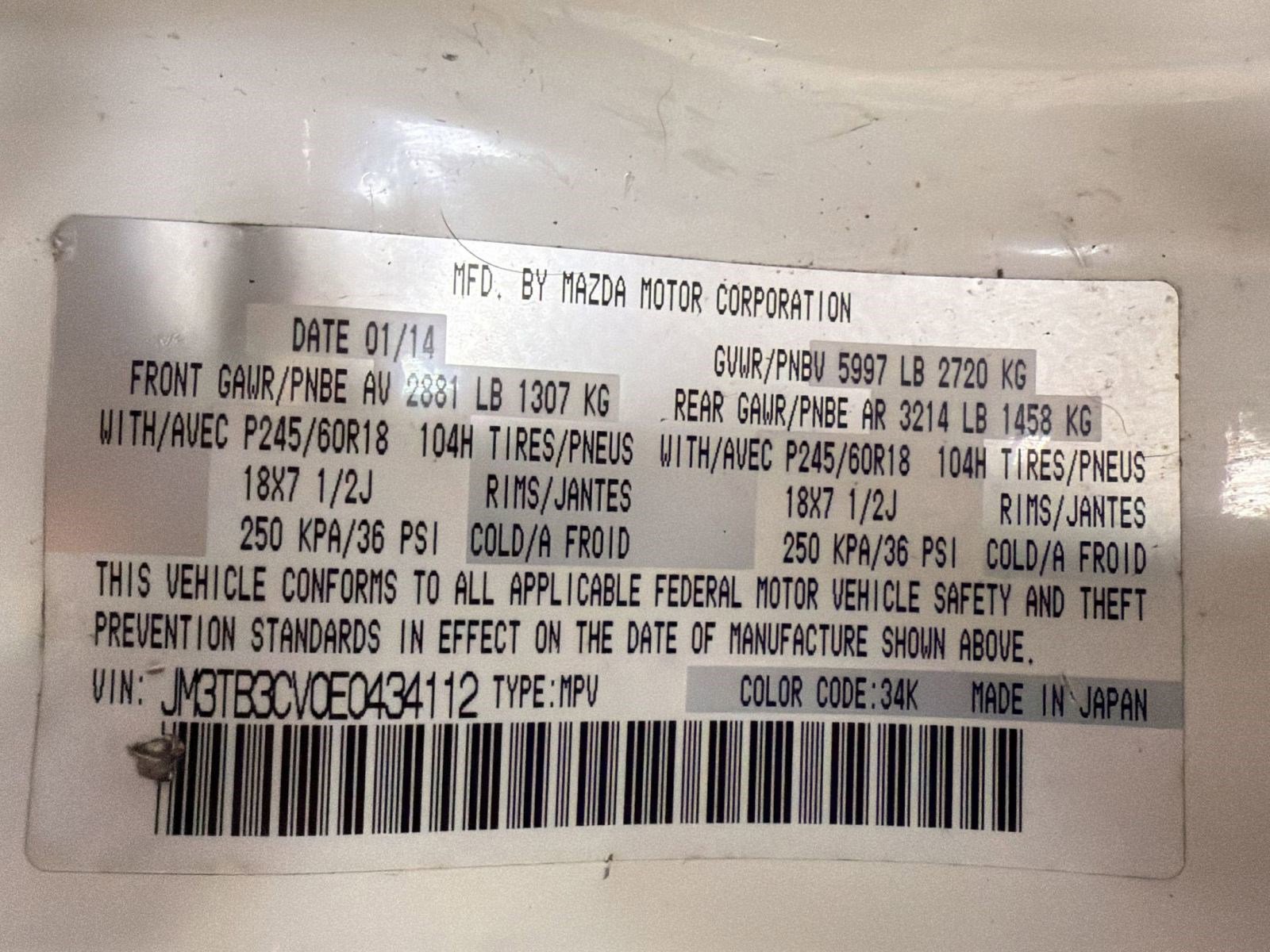 Used 2014 MAZDA CX-9 Touring w/ Touring Technology Package image 17