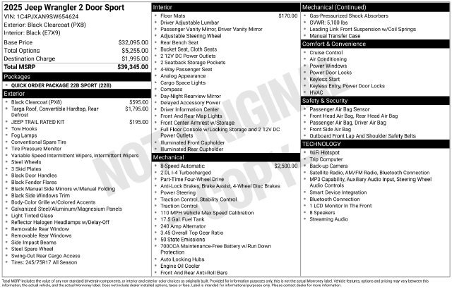 Used 2025 Jeep Wrangler Sport AWD/4WD image 2