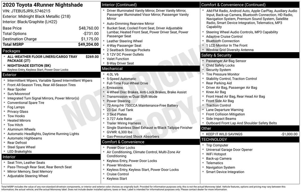 Used 2020 Toyota 4Runner Nightshade image 16