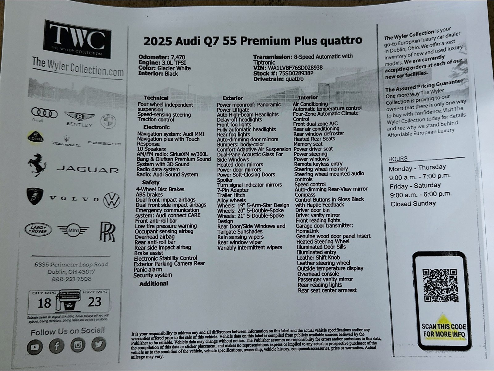Certified 2025 Audi Q7 2.0T Premium w/ Premium Plus Package AWD/4WD image 49