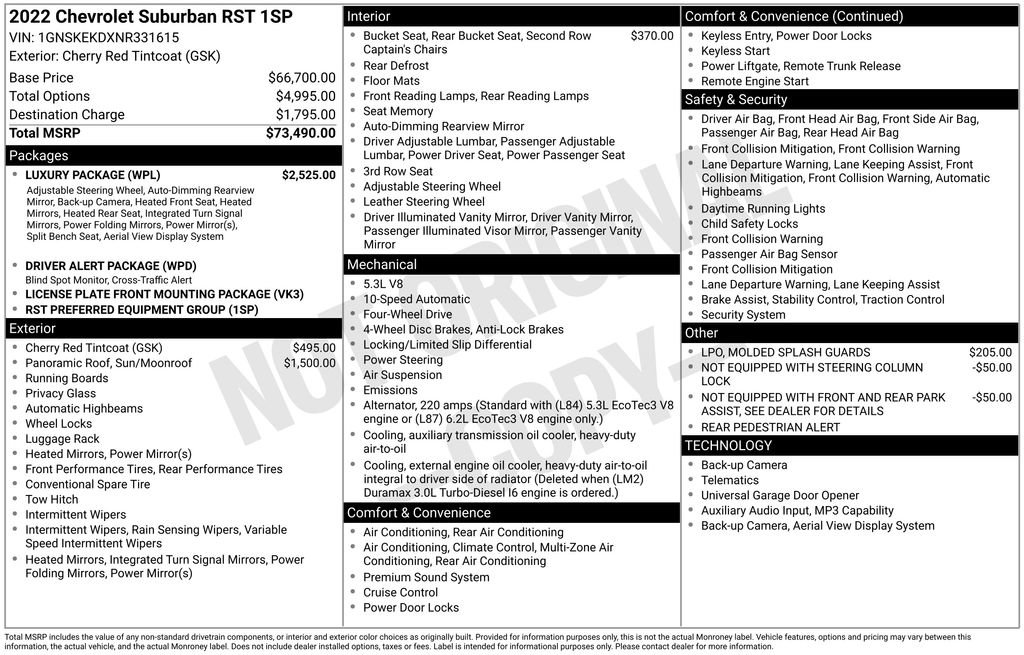 Used 2022 Chevrolet Suburban RST w/ Luxury Package AWD/4WD image 11