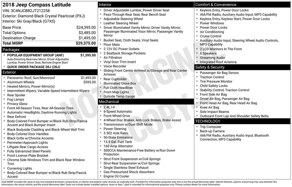 Used 2018 Jeep Compass Latitude w/ Popular Equipment Group image 35