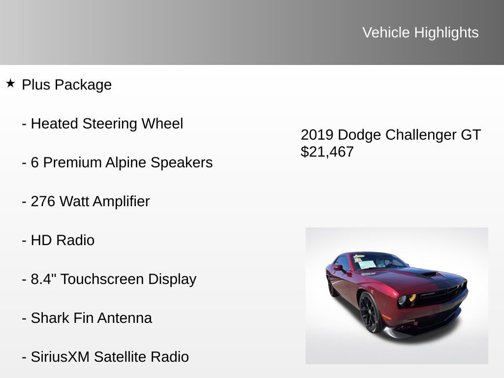 Used 2019 Dodge Challenger GT w/ Plus Package image 12