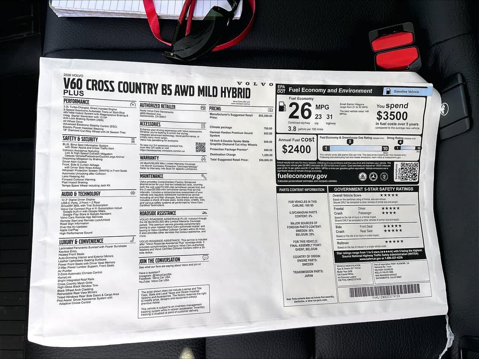 New 2026 Volvo V60 B5 Cross Country Plus w/ Protection Package Premier AWD/4WD image 36
