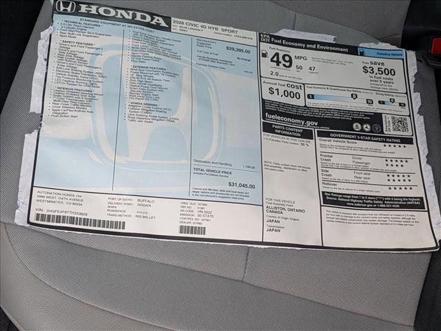New 2026 Honda Civic FWD Hybrid Sedan image 18