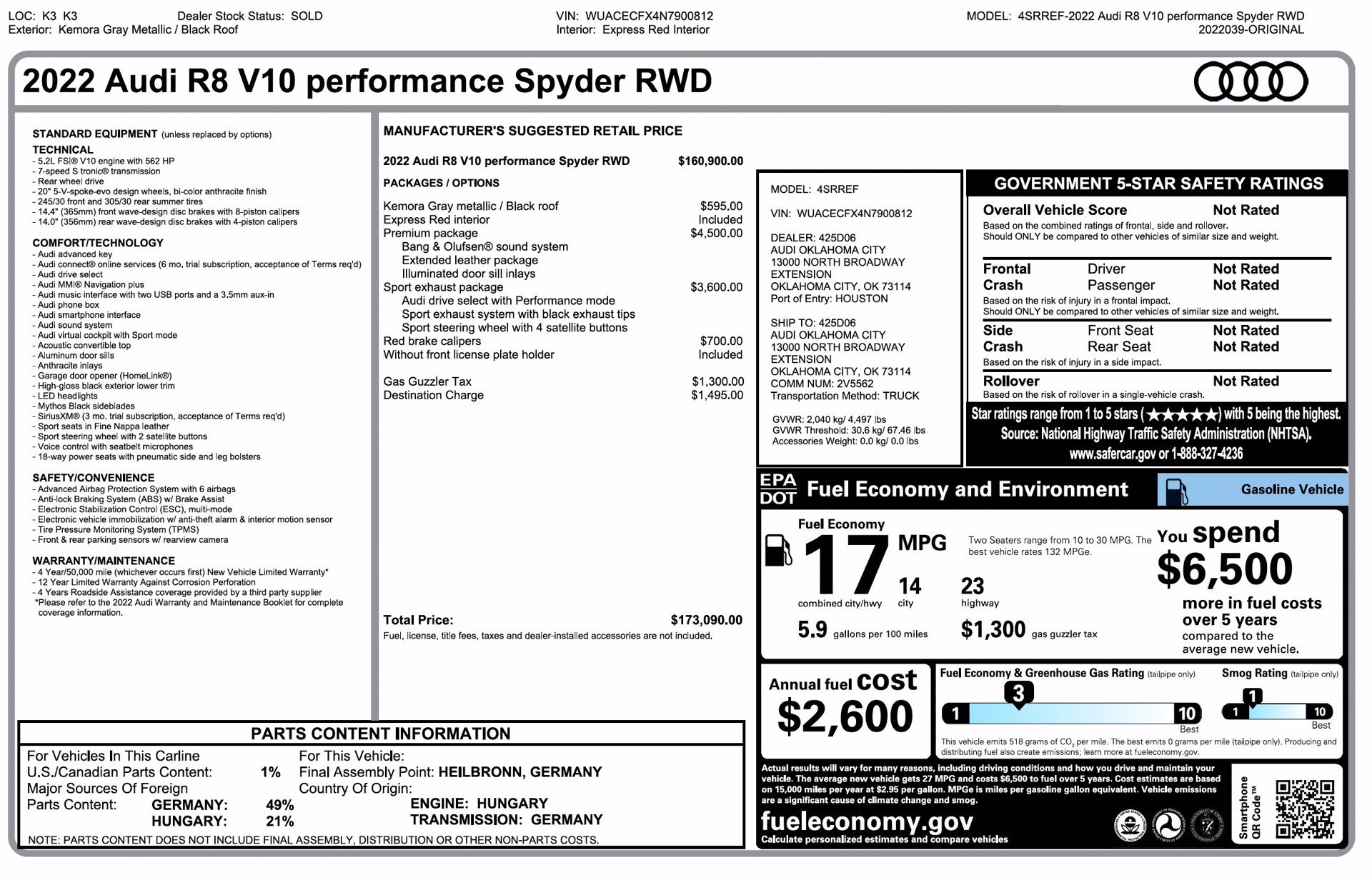 Used 2022 Audi R8 V10 performance RWD image 7