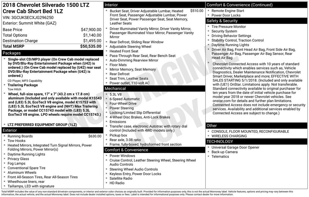 Used 2018 Chevrolet Silverado 1500 LTZ AWD/4WD image 15