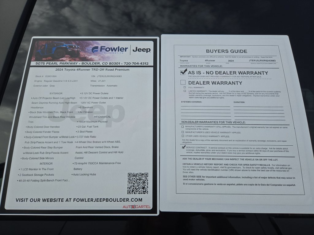 Used 2024 Toyota 4Runner TRD Off-Road Premium w/ Off Road Premium Plus Package AWD/4WD image 30