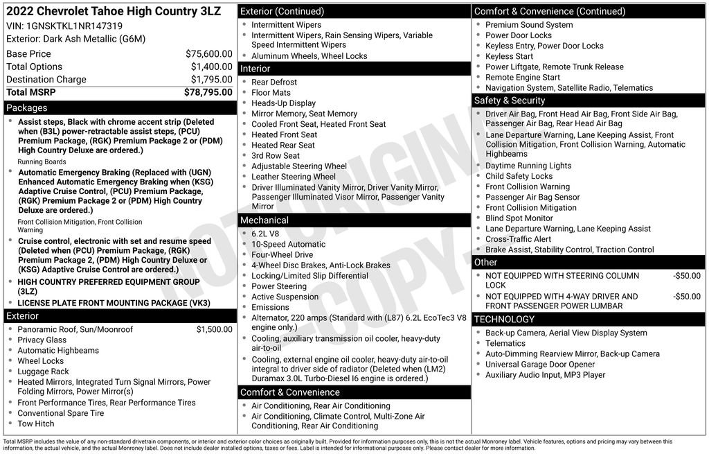 Used 2022 Chevrolet Tahoe High Country AWD/4WD image 33