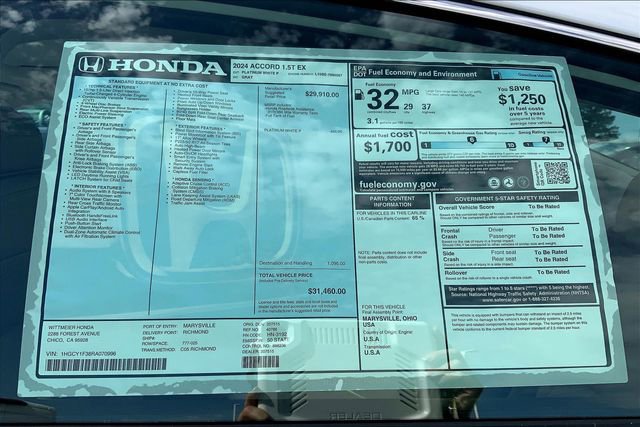 New 2024 Honda Accord EX image 14