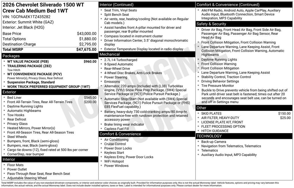 New 2026 Chevrolet Silverado 1500 W/T w/ WT Value Package RWD image 5