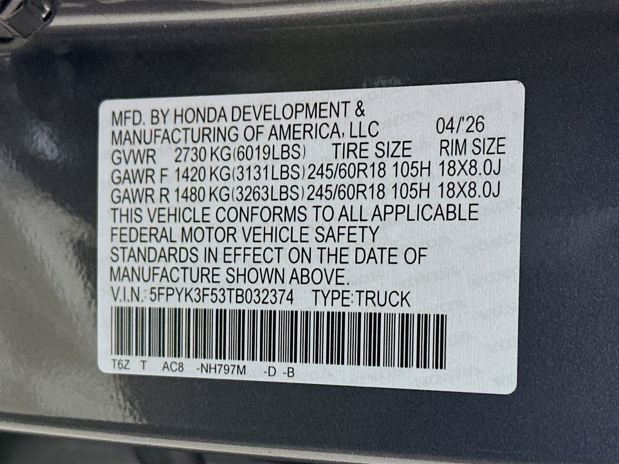 New 2026 Honda Ridgeline RTL image 30