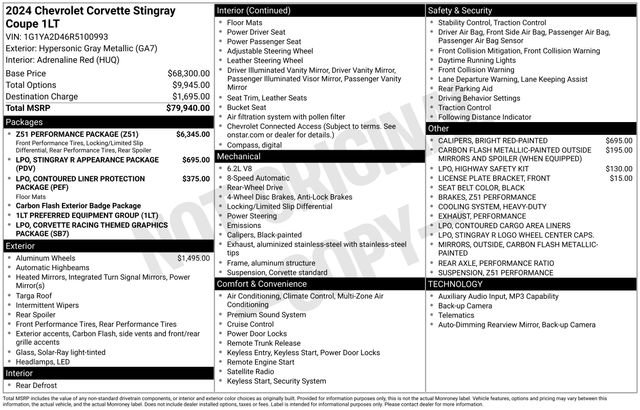 Used 2024 Chevrolet Corvette Stingray Coupe w/ Z51 Performance Package image 48