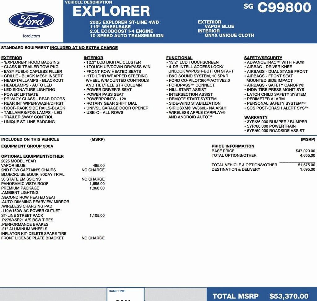 New 2025 Ford Explorer ST-Line w/ Premium Package image 2