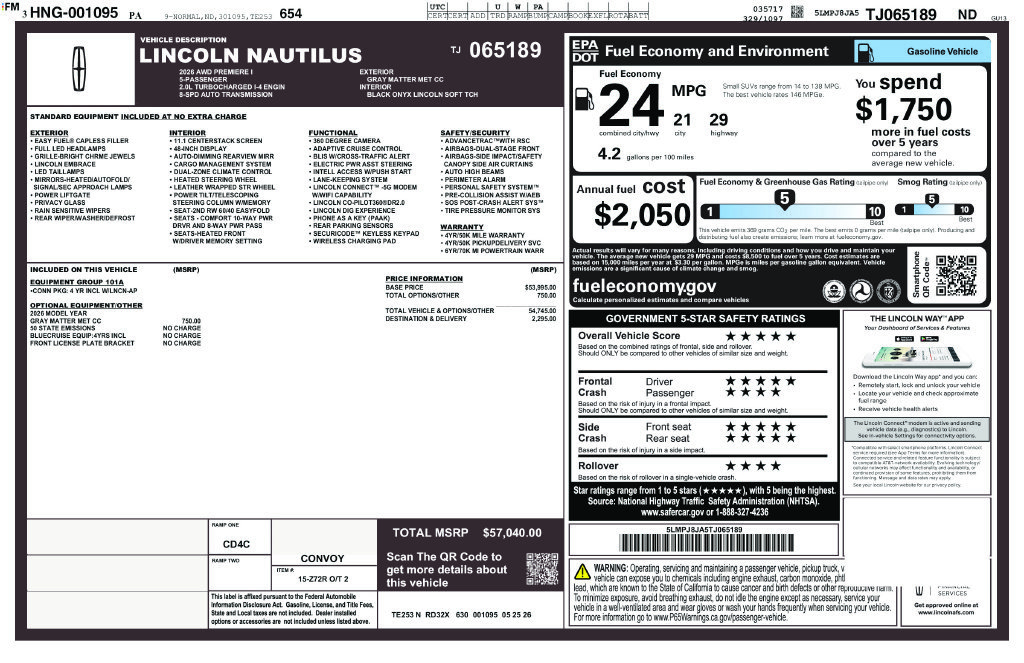 New 2026 Lincoln Nautilus Premier AWD/4WD image 15