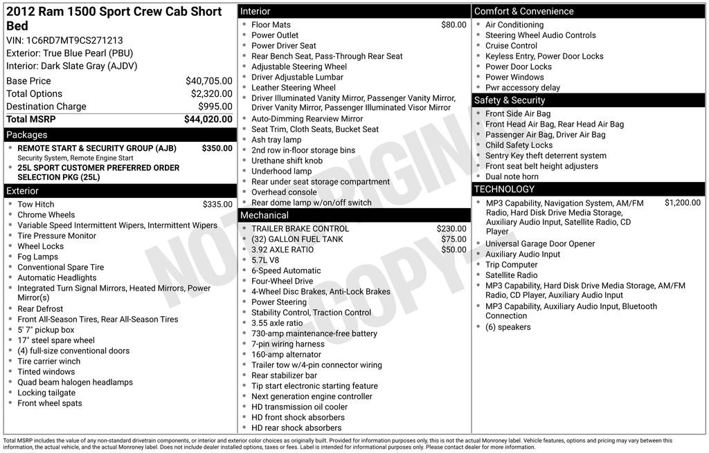 Used 2012 RAM 1500 Sport w/ Remote Start & Security Group AWD/4WD image 4