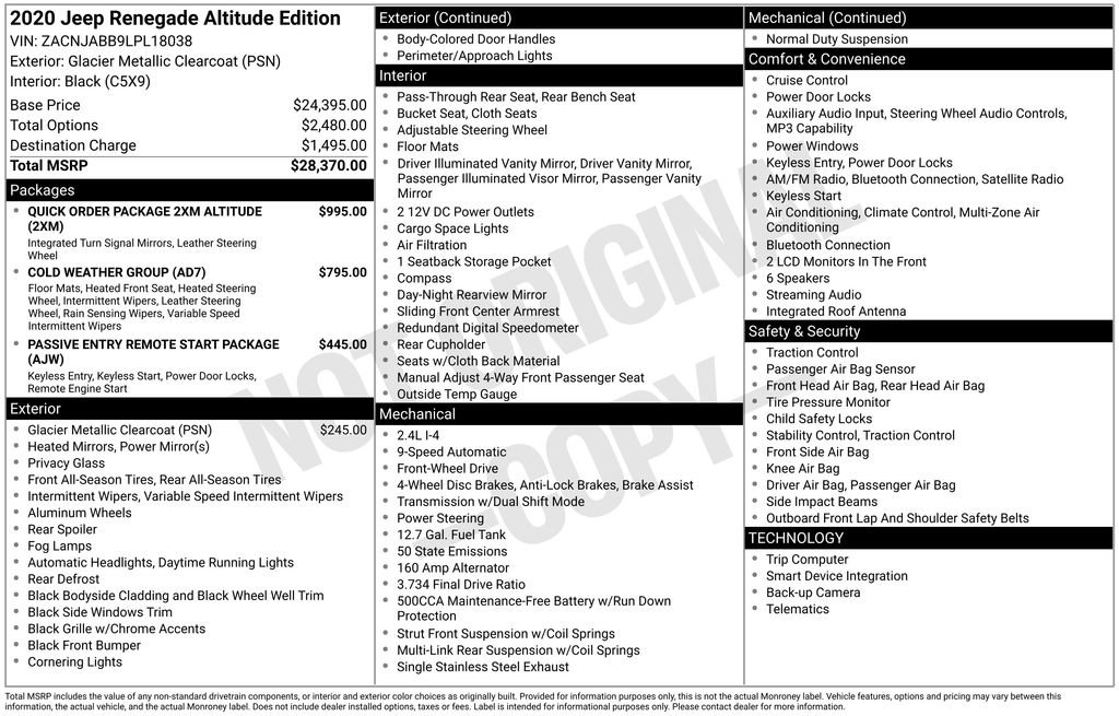 Used 2020 Jeep Renegade Altitude image 13