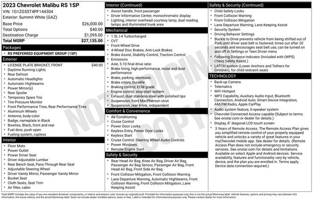 Used 2023 Chevrolet Malibu RS FWD image 34