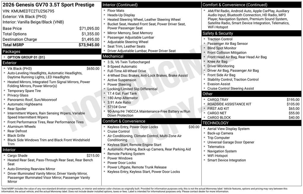 New 2026 Genesis GV70 3.5T Sport Prestige image 9