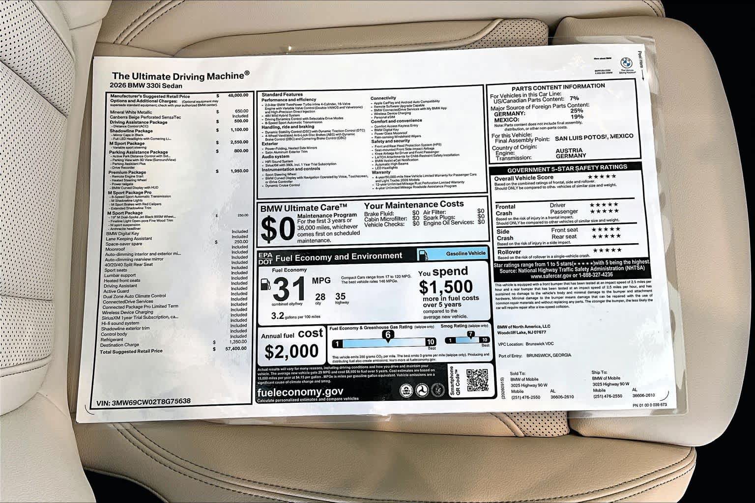 New 2026 BMW 330i Sedan w/ M Sport Package RWD image 20
