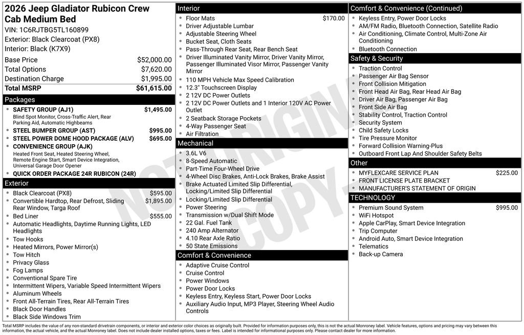 New 2026 Jeep Gladiator Rubicon w/ Safety Group AWD/4WD image 6