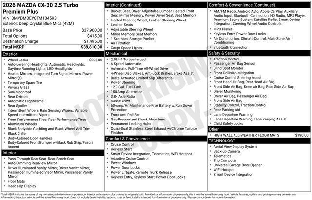 New 2026 MAZDA CX-30 2.5 Turbo w/ Premium Plus Pkg AWD/4WD image 4