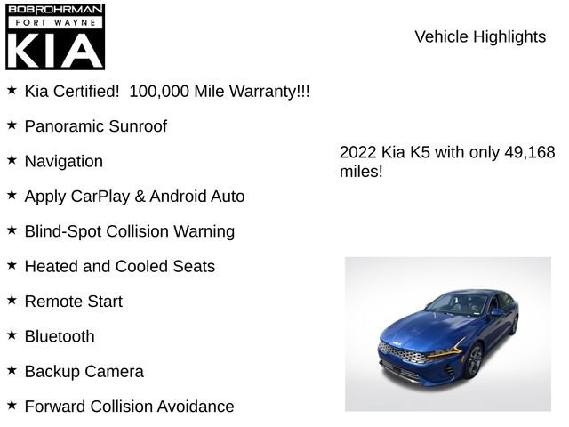 Certified 2022 Kia K5 EX w/ EX Premium Package FWD image 7