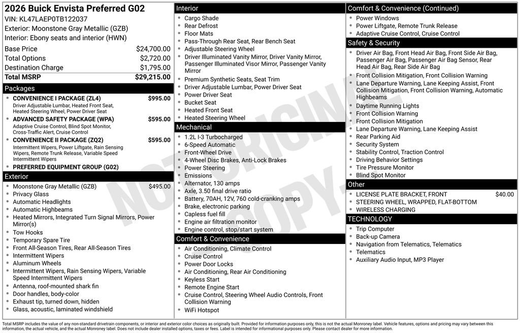 New 2026 Buick Envista Preferred w/ Convenience I Package image 5