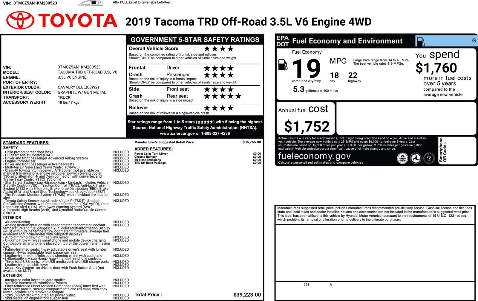 Used 2019 Toyota Tacoma TRD Off-Road AWD/4WD image 40