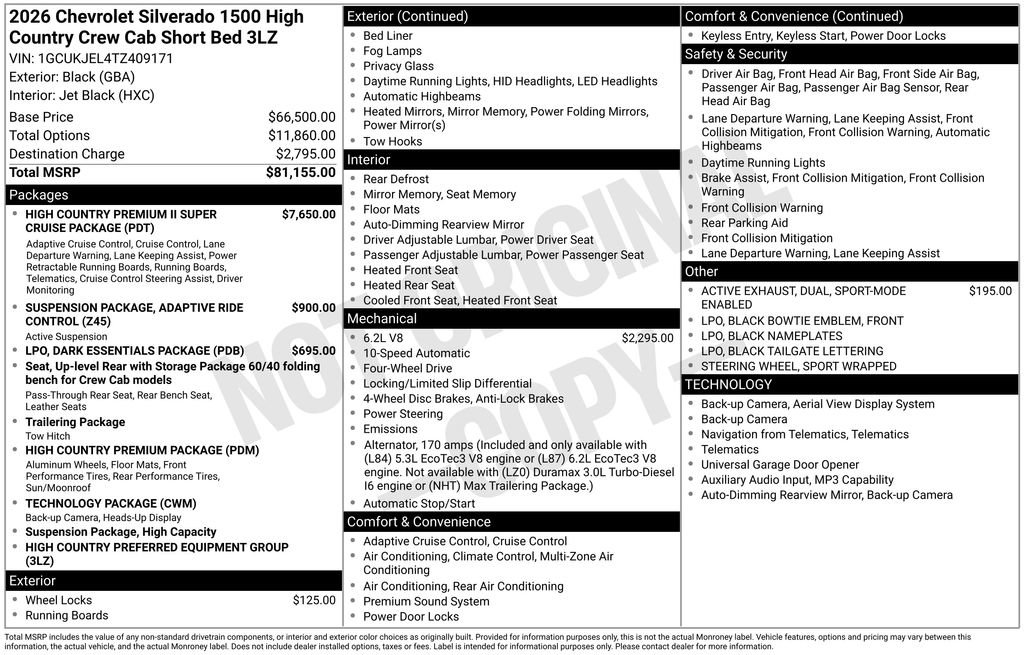 New 2026 Chevrolet Silverado 1500 High Country AWD/4WD image 4