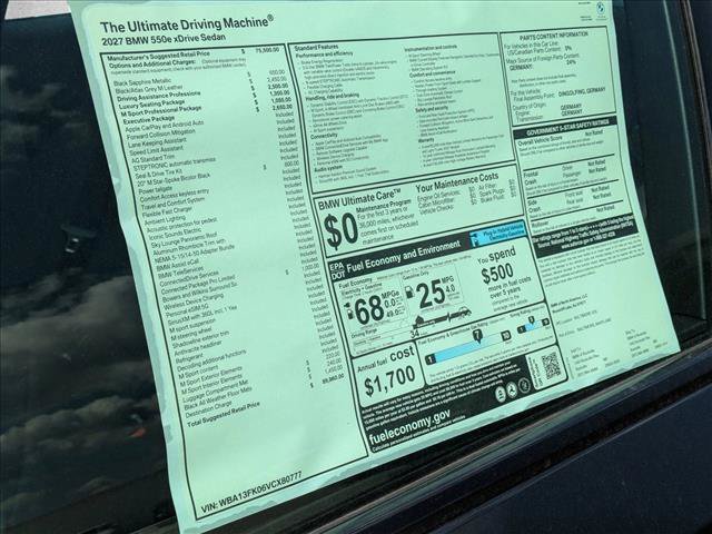 New 2027 BMW 550e xDrive w/ Executive Package AWD/4WD image 19